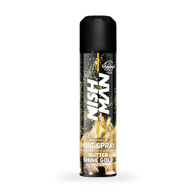 Spray de par colorat cu sclipici 150ml – Gold – NISH MAN